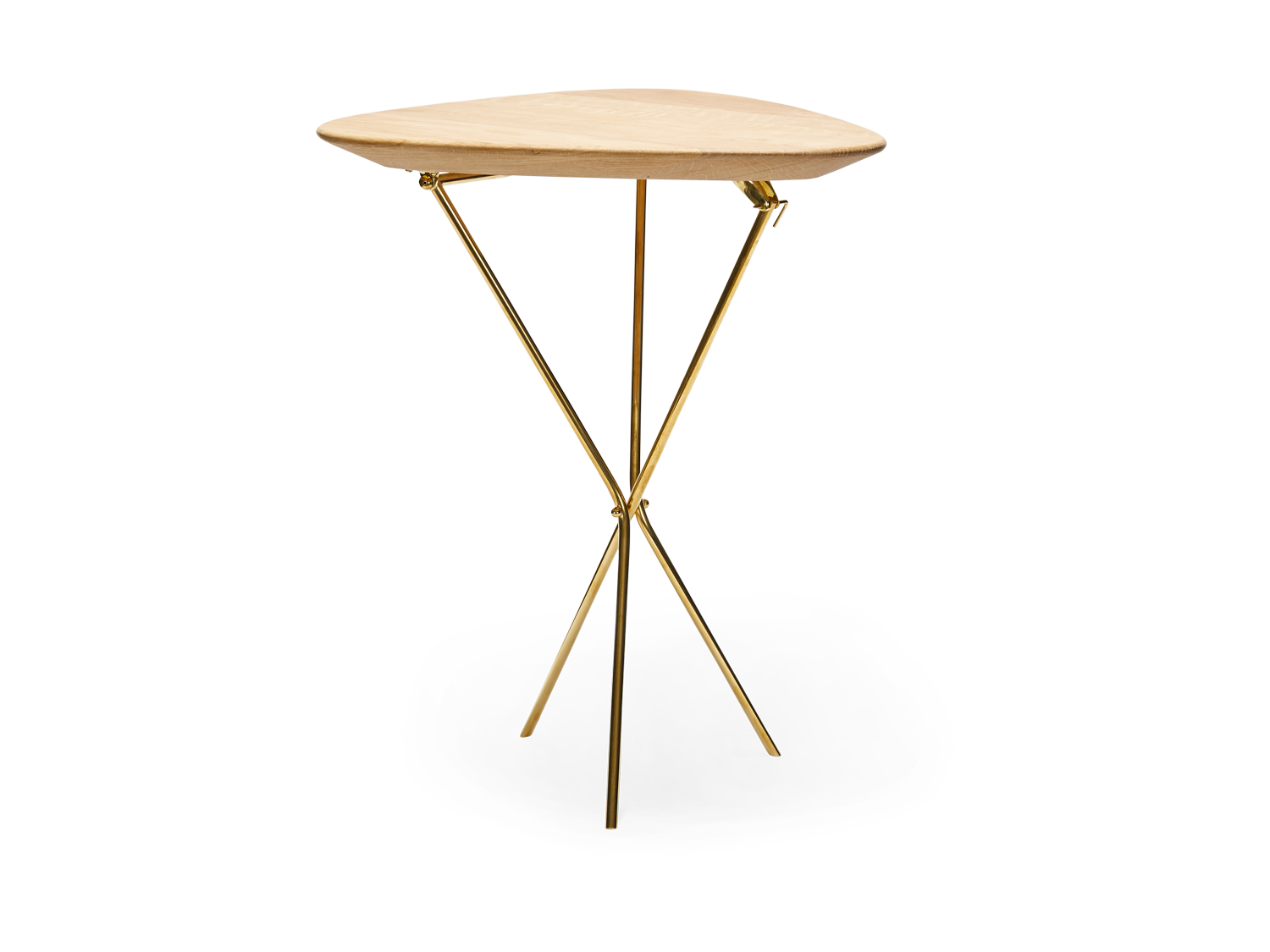 #3642-1 Tripod Table - Brass and Oak