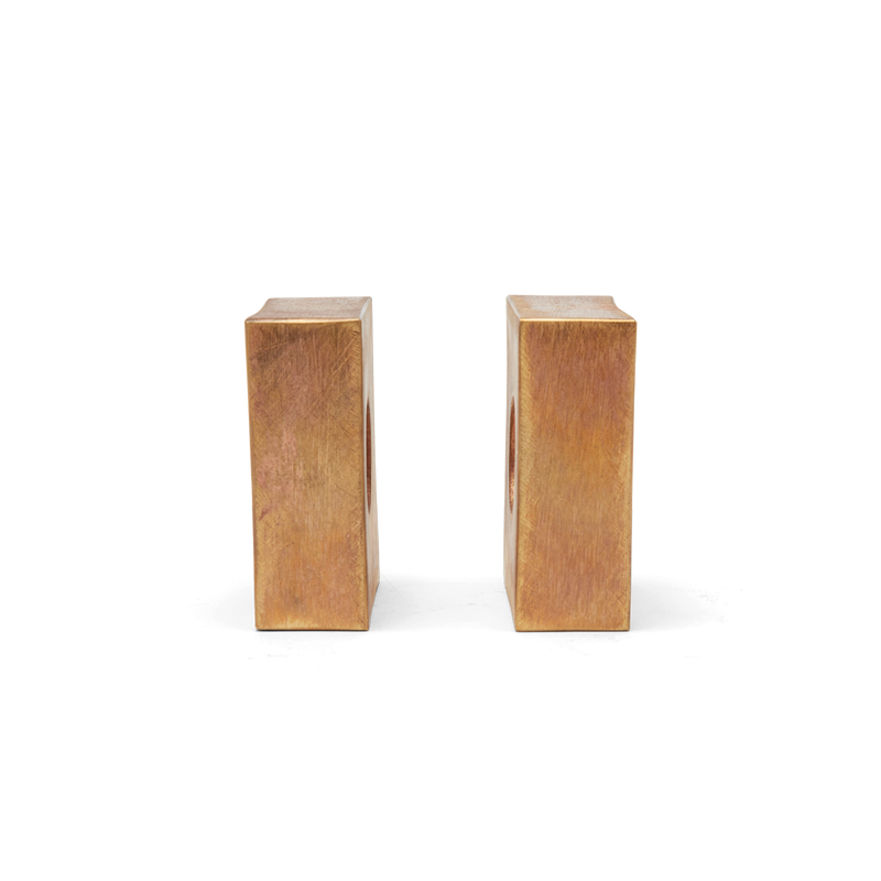 #4575-2 Square Bookends Brass